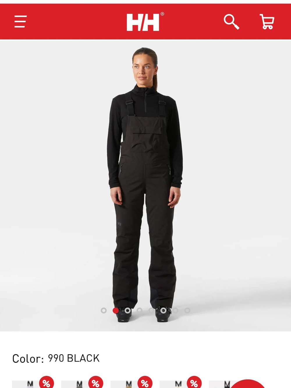 Helly Hansen Black Insulated Ski Bib
